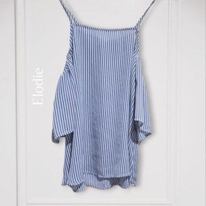 Elodie Flowy Off the Shoulder Boho Pinstripe strappy top- S - NWOT